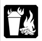 A black and white illustration of a trash can and wood burning. 
